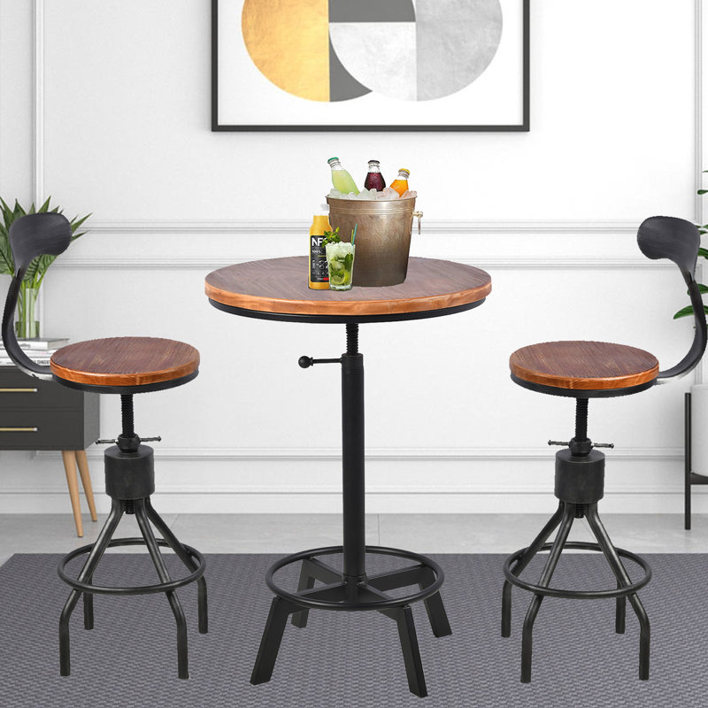 Teter 2 - Person Pine Solid Wood Top Pedestal Dining Set