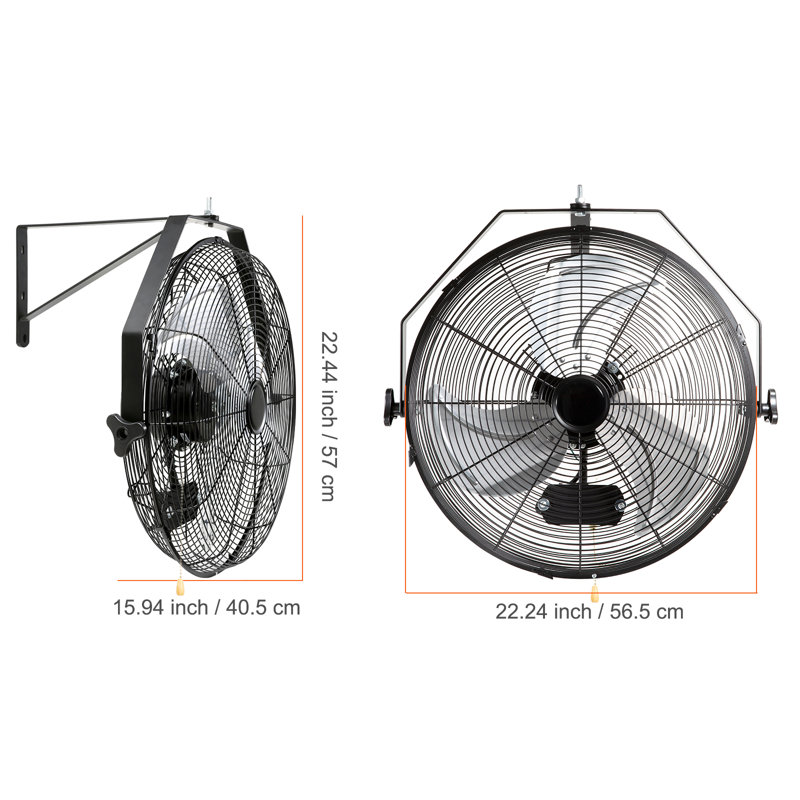 VEVOR Wall Mounted Fan Fan, 22.4" H x 22.4" W x 15.94" D