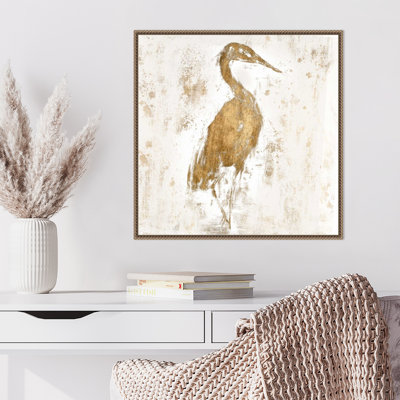 «Gilded Heron I», reproduction encadrée sur toile par Jennifer Goldberger