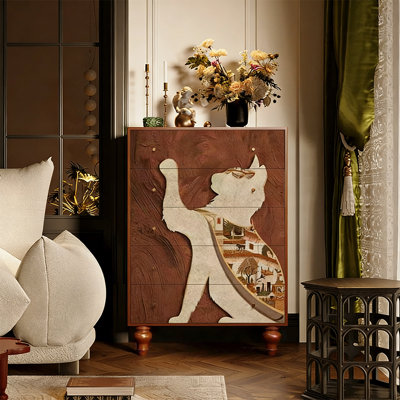 Modern Art Solid Wood 5-Drawer Storage Cabinet