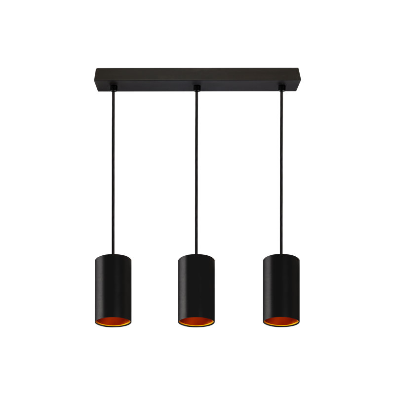 Vinton 3 - Light Kitchen Island Pendant, Black