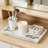 Large Ceramic Vanity Tray And Organizer With Non-Slip Base, Decorative Marble Pattern For Bathroom, Bedroom, And Kitchen Countertops