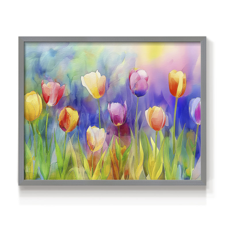Floral Series-XCIII -Framed Print - Restickable, Gris, H 16 po x l 20 po