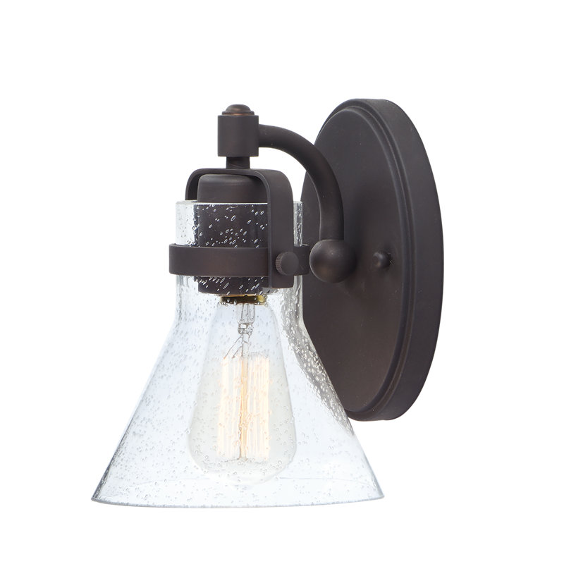 Applique murale de salle de bain en bronze huilé à intensité variable 1 lumière Amarvir, Puceux transparent
