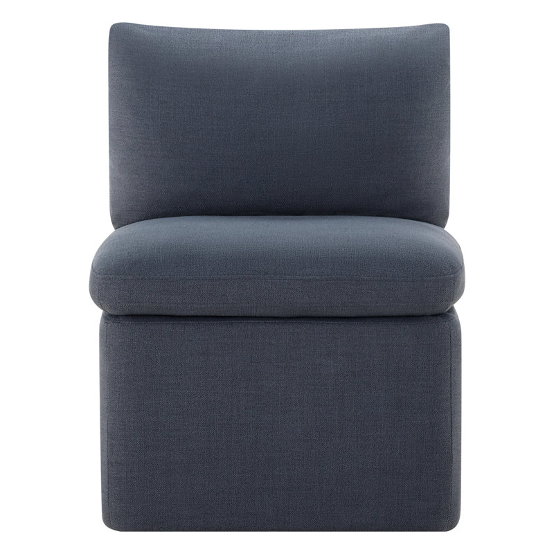 Alayaa Extra Wide Dining Chair, Effie Indigo Performance Linen