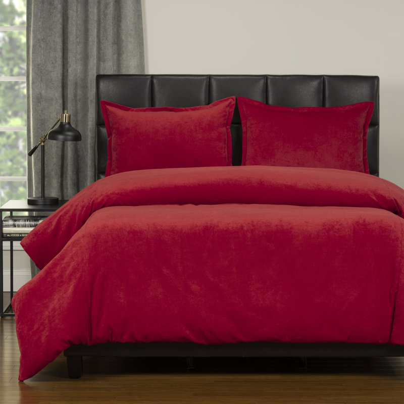 Polyester Channel Duvet Cover & Insert, Queen Duvet Cover + 2 Shams, Berry
