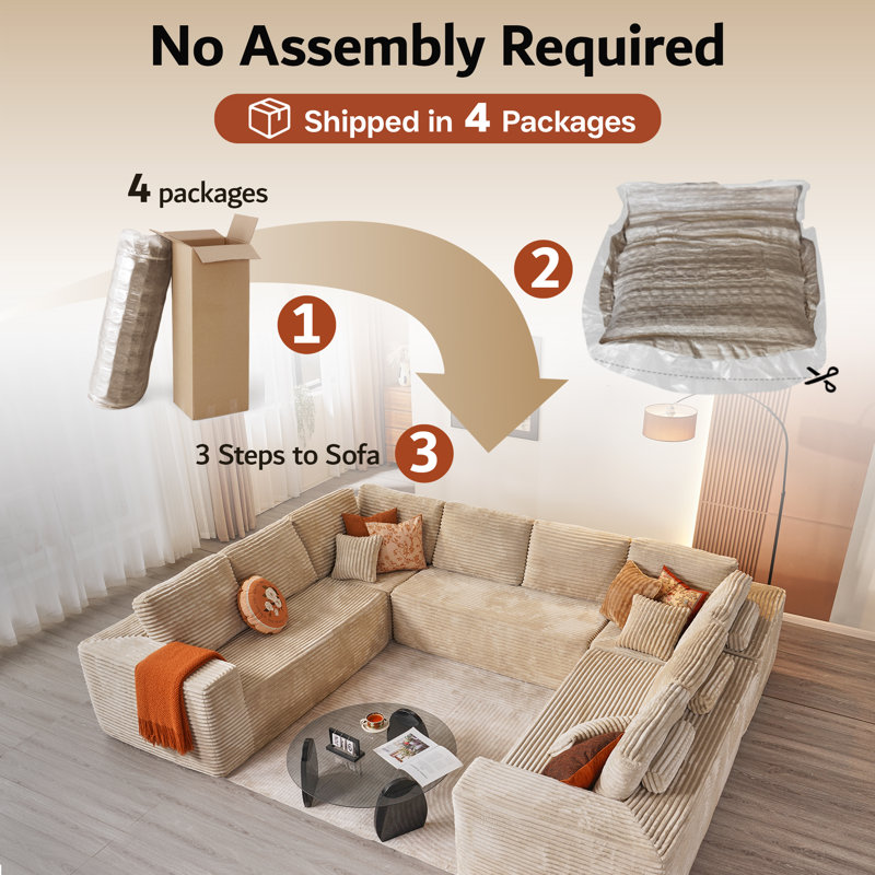 Kustas No Assembly Required Upholstered Sectional, Free Combination Compression Sofa For Living Room, Home Theater