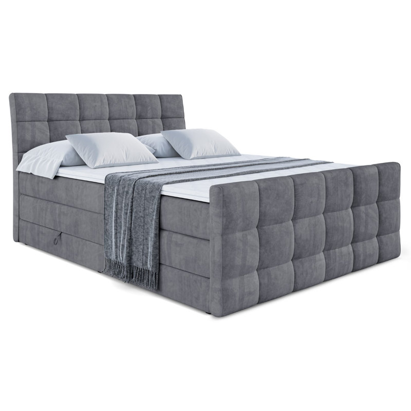 Brookelynne Divan Bed Set, 180cm W x 200cm L, Dark gray