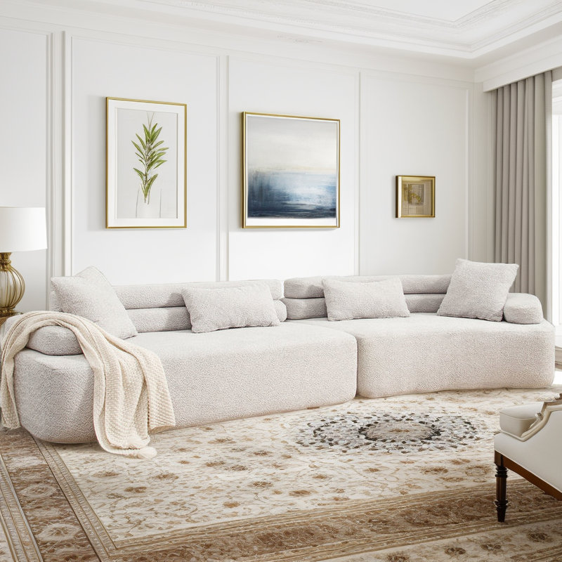 Shandra 139'' Modular Sectional Sofa, Shandra Gray Polyester