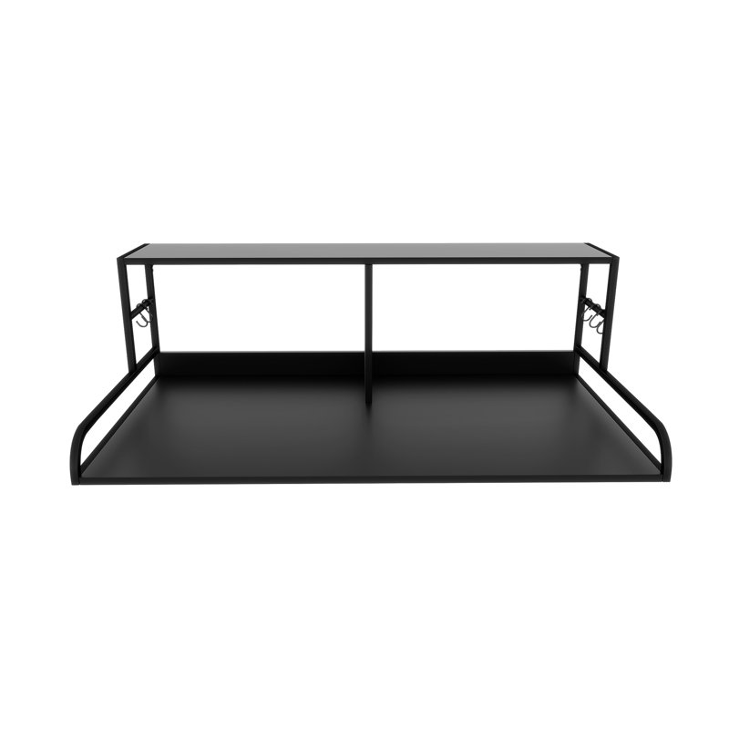 Metal Laundry Room Organizer Washer Dryer Countertop With Shelf, Matte Black