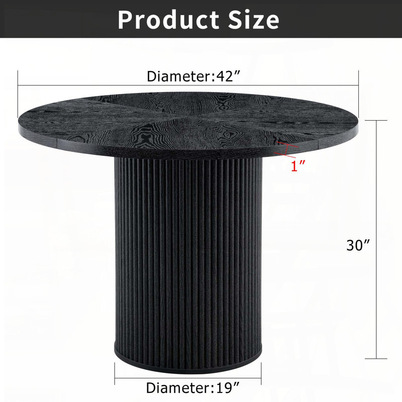 42'' Round Spliced Dining Table with Hidden Storage