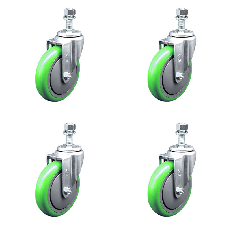 Polyurethane ½ Inch Threaded Stem Caster Set 2 Brakes SCC