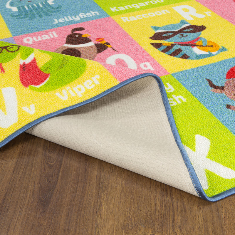 Pierce ABC Alphabet Animal Educational Learning Game Play Non Slip Kids Rug Carpet Classroom Playroom Mat