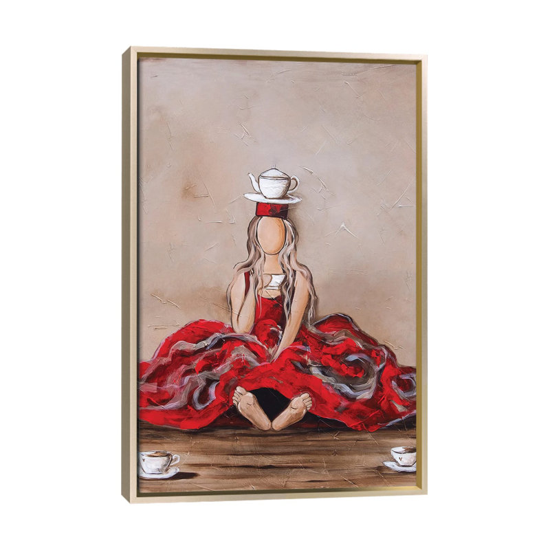 She Don't Dwell On The Past, H 40 po x l 26 po, Champagne, Impression sur toile flottante sans passe-partout