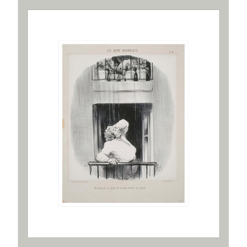 Les Bons Bourges: Un voisin qui se plaigne de ce qu'on arrose par Honoré Daumier, H 16,12 po x l 13,75 po