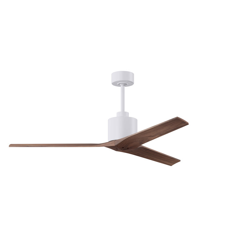 Ventilateur de plafond standard à 3 pales Ertugrul, Blanc mat, 60", Noyer