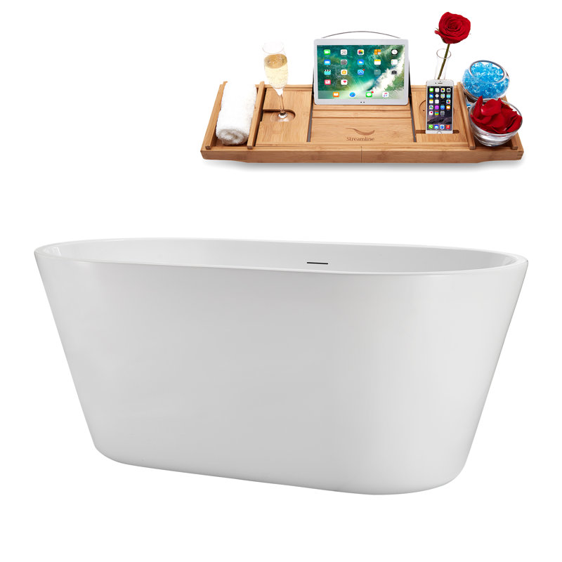 1369.1mm x 744.2mm Soaking Acrylic Bathtub, Polished Chrome/Glossy White