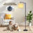 Arc Floor Lamp Yellow White Daisy Floral Checkered Floor Lamps with Remote LED Lights Adjustable Lamp Shades Tall Standing Lamps for Reading Office Living Room
