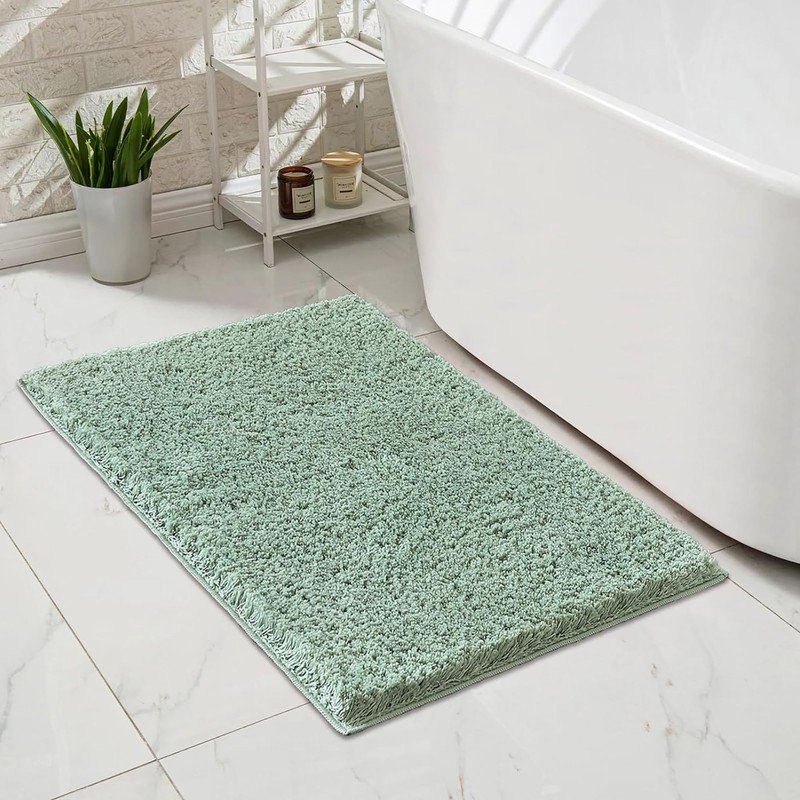 Latitude Run® Sage Green Bathroom rug 24" x 16", Bath mats for bathroom