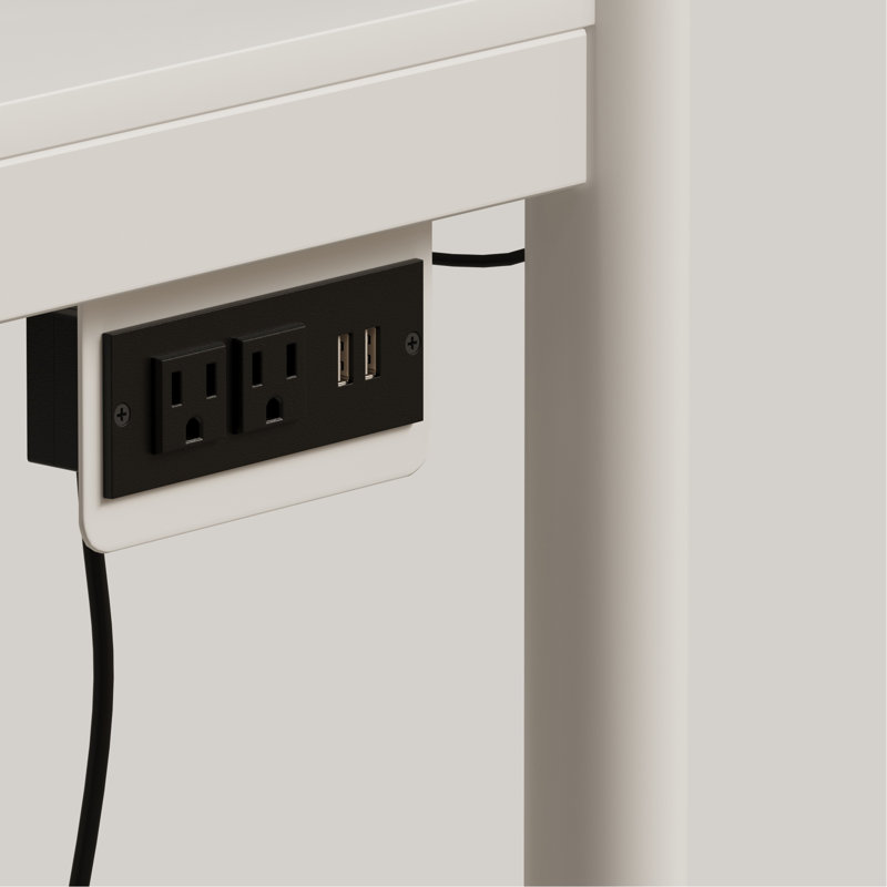 White Full Size Bunk Bed With Twin Size, LED Light And Charging Socket, White