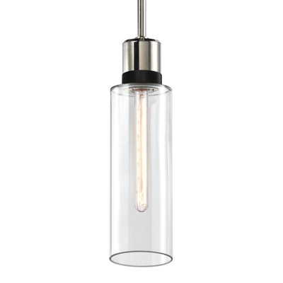 Luminaire suspendu cylindrique 6 "E26 6", verre transparent 12 "