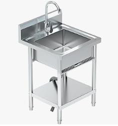 22"x20"x35" Freestanding Stainless Steel Utility Sink – Hot & Cold Pull-Out Faucet, Large Capacity Laundry Sink with Storage Shelf & Drain Kit – For Garage, Kitchen, Backyard & Commercial Use