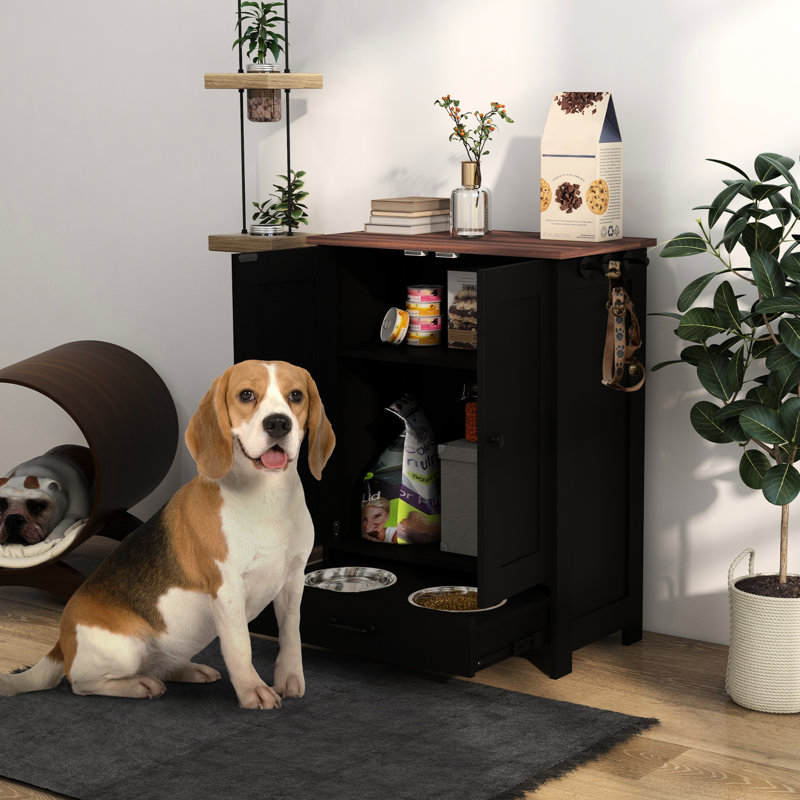 Ensemble d'assemblage moyen pour nourrir les chiens avec bols cachés, panneau réglable, crochets, ustensiles de consommation de nourriture noire, crochets pour chiens de taille moyenne