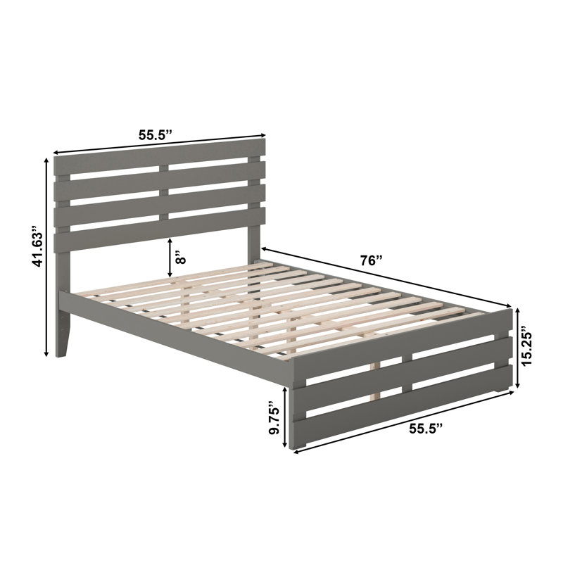 Lit plateforme Jaqson, Gris, Double