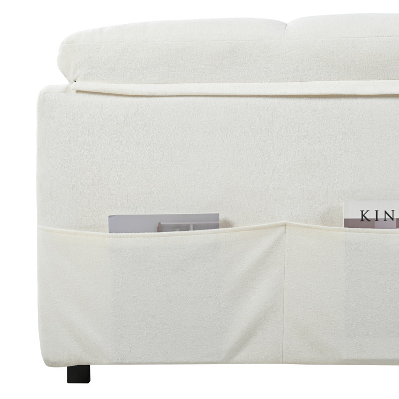 Convertible Pull Out Sofa Bed Queen Size, 3-in-1 Convertible Sleeper Couch with Thicked Cushions and Side Storage,Multi-Functional chenille Loveseat Sofa for Living Room,Bedroom,Apartment,Office,Grey