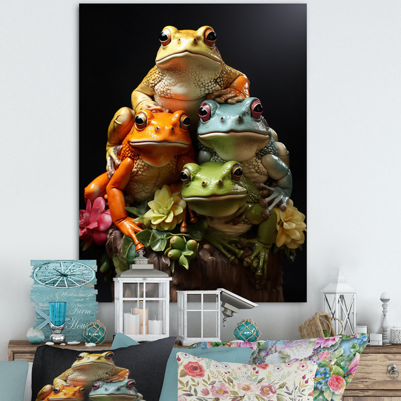 «Animal Frog Family I», reproduction sur toile, H 32 po x l 16 po x P 1 po