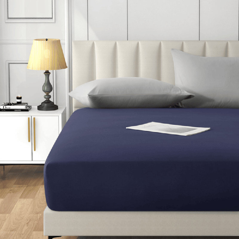 Angeliza Microfiber Standard Fitted Sheet, Navy Blue, Double (4'6)