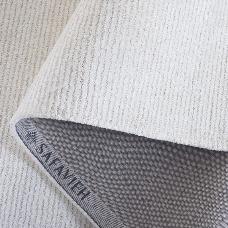 Mirash Hand Tufted Viscose/Wool/Cotton Solid Colour Rug in Ivory, Rectangle 6' x 9'