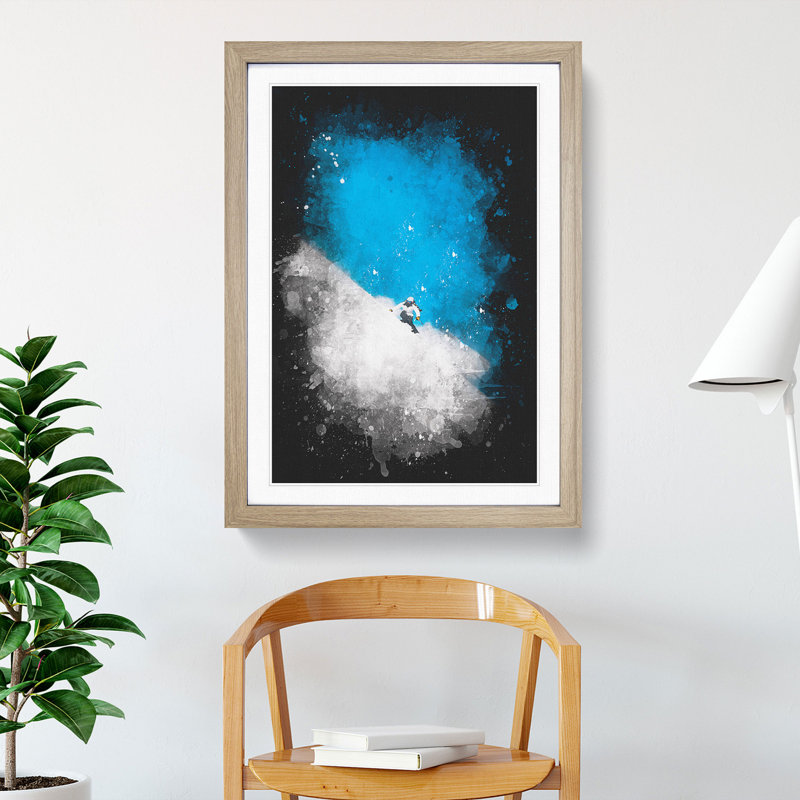 Skiing Vol.1 Paint - Single Picture Frame Print on MDF, 36cm H x 27cm W x 2cm D, Oak Framed