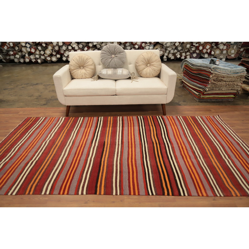 Tapis rayé en laine Kilim