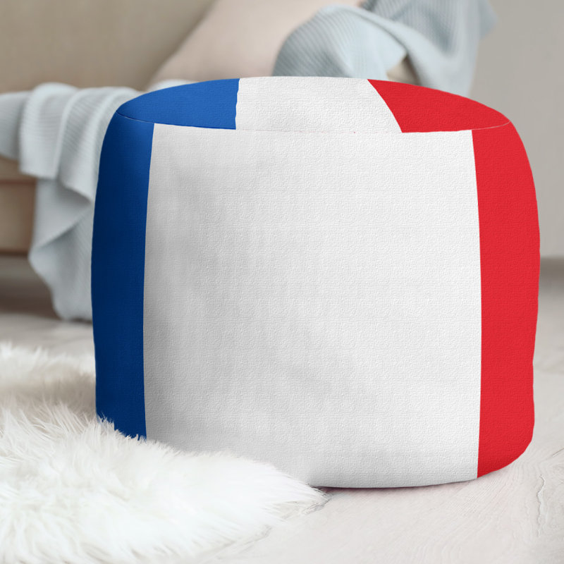 Repose-pieds cubique à rayures 21" kansas, Bleu / blanc / rouge