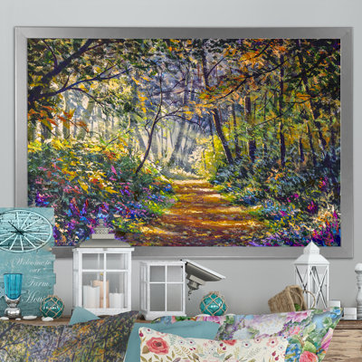 «Green Yellow Summer In Forest», reproduction sur toile flottante