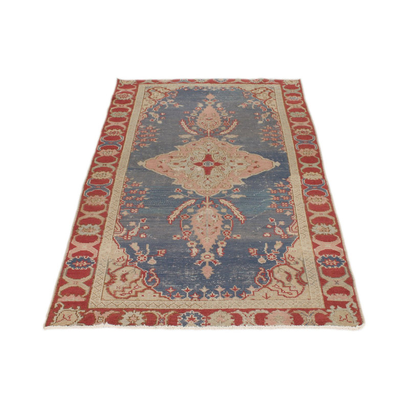 3x6 Blue and Red Anatolian Turkish Tribal Runner