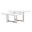 Table basse à deux niveaux en faux marbre, console en bois aggloméré veiné blanc et gris avec structure en métal