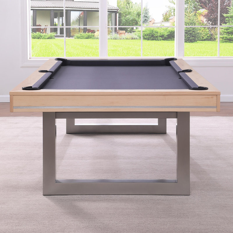 Table de billard en bois massif Harmony, 8 pi, Chêne Naturel, Gris acier