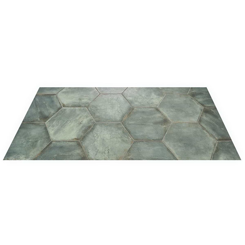 Angela Harris Flatiron 20" Large Hexagon Matte Porcelain Tile, Aquamarine