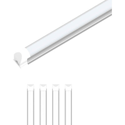 8 lumières DEL d'atelier DEL, connectables prêt à l'emploi, 60 W, 5 000 K, givré, 7200LM, lumières à tube T8 intégrées, 100 à 277 volts pour garage, entrepôt (ensemble de 4)