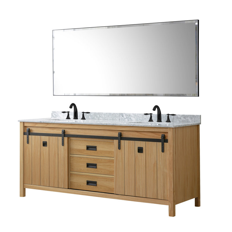 71'' Double Bathroom Vanity with Marble Top