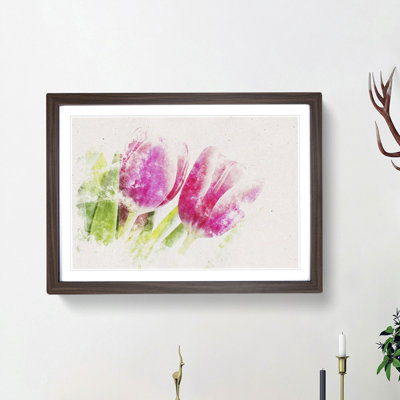 Pair of Pink Tulip Flowers - Framed Print