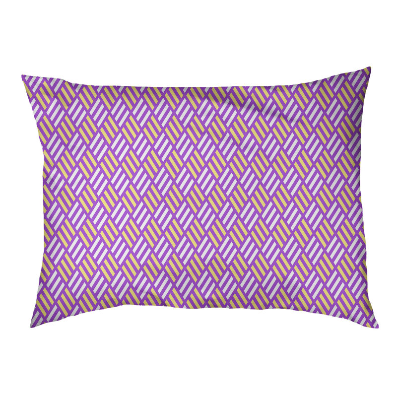 Coussin pour chien à rayures losanges Byrge, Moyen (L 29,5 po x P19,5 po x H 9,5 po), Mauve / Jaune