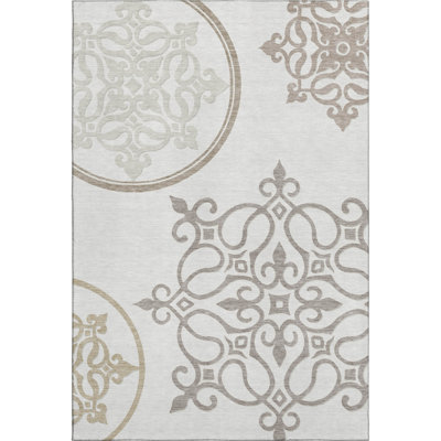 Premium Machine Washable Prisco Ivory Rug