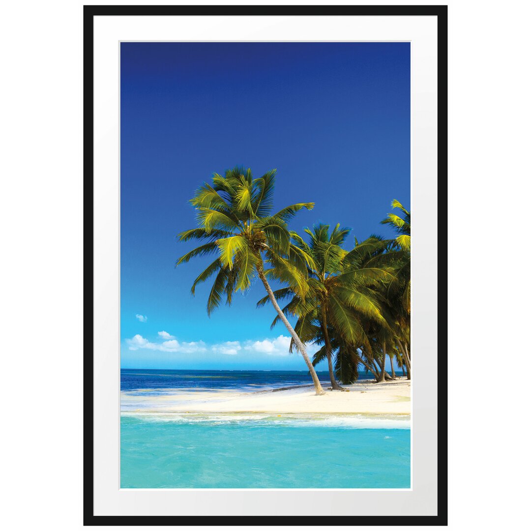 Gerahmtes Poster Insel mit Herz aus Wolken