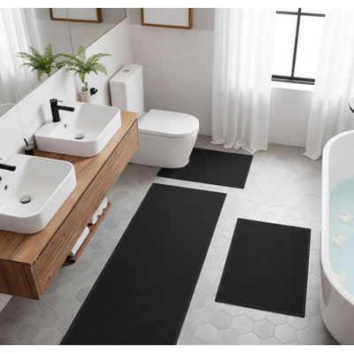 Ensemble de tapis de salle de bain mince 3 pièces, tapis de toilette antidérapant à séchage rapide, tapis de bain lavable à la machine