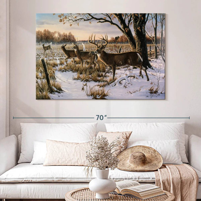 Brampt Cautious Crossing - Whitetails, 34" H x 51" W