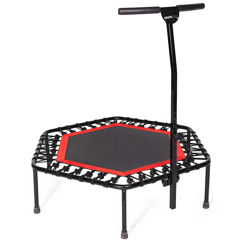 Vivora Hexagon Fitness Trampoline with Handlebar, Black/Orange