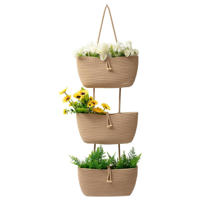 Rangement suspendu en tissu Carlianna, Brun